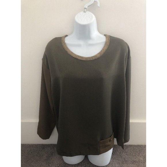 Donna Jessica Women's OversizedKhaki/Green Shirt Top. NWTDJ10